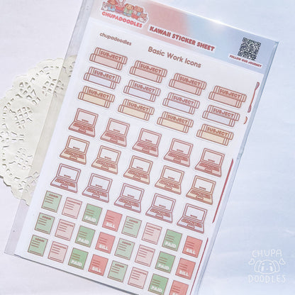 Basic Work Icons Planner Cute Sticker Sheet-chupadoodles