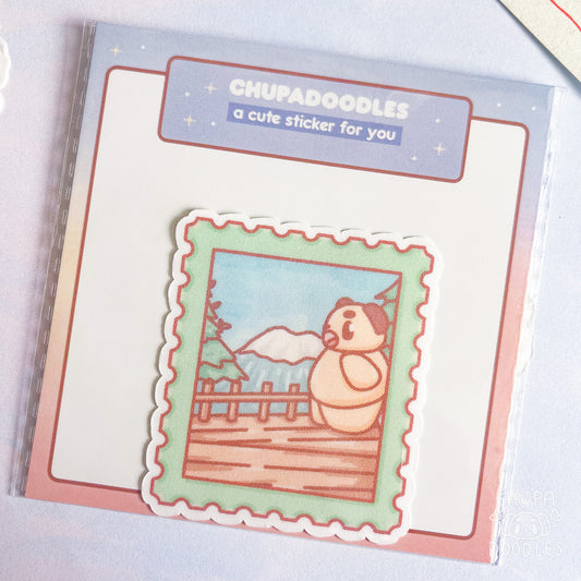 Cheeky Chupa Mount Fuji Stamp Glitter Die Cut Sticker