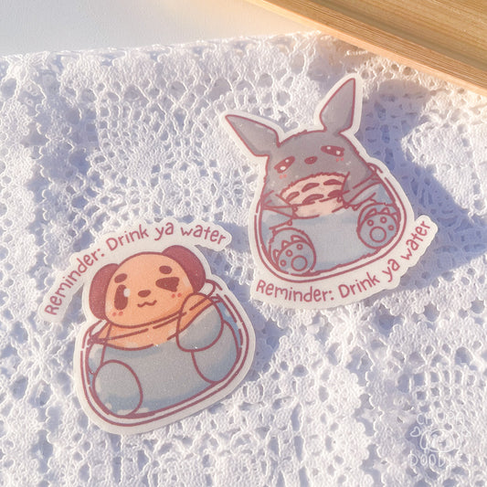 Totoro & Chupa Glitter Die Cut Stickers