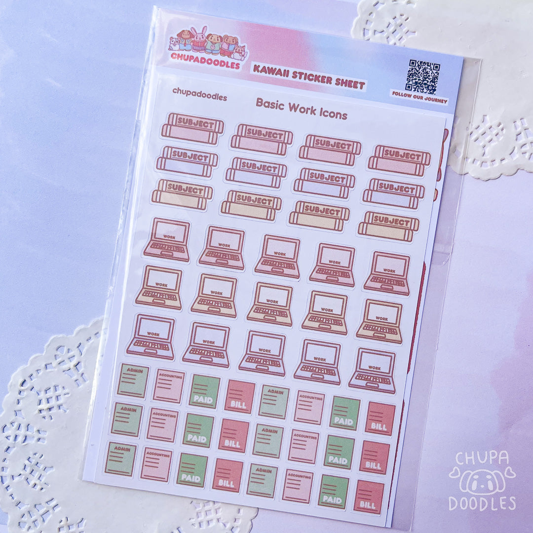 Basic Work Icons Planner Cute Sticker Sheet-chupadoodles