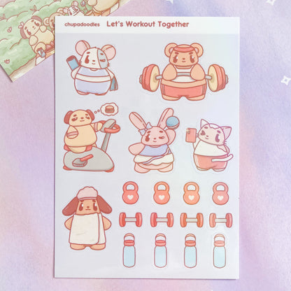 Workout With Chupadoodles Holo Cute Sticker Sheet-chupadoodles