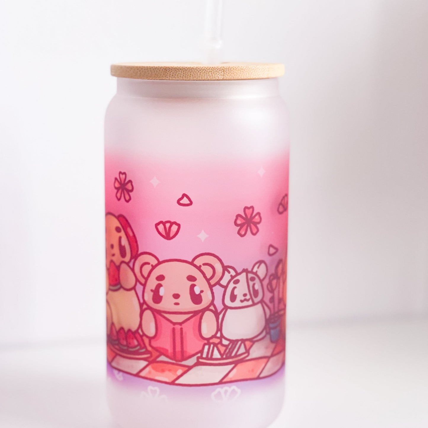 Cherry Blossom Capybara Glass Cans