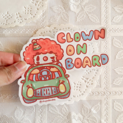 Clown on Board Cute Bumper Sticker | Chupadoodles