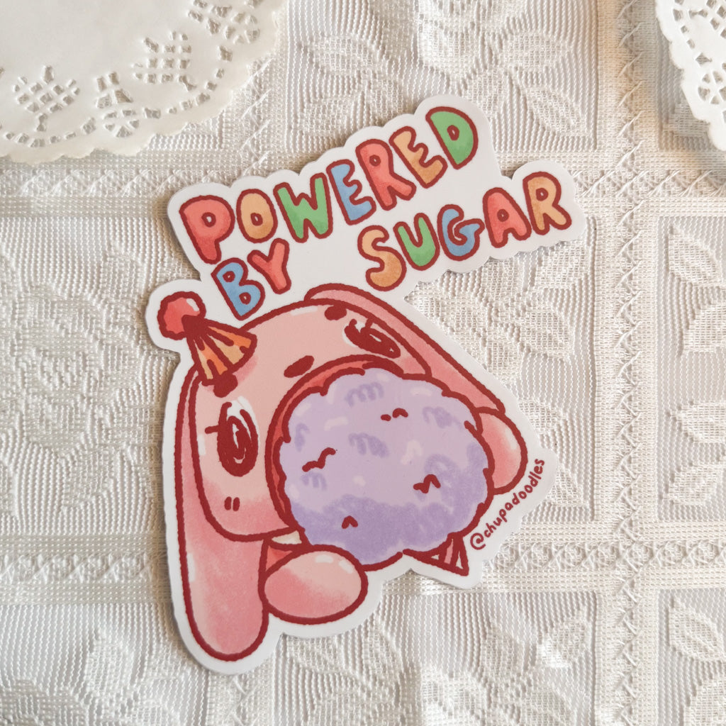 Powered By Sugar Cute Bumper Sticker | Chupadoodles