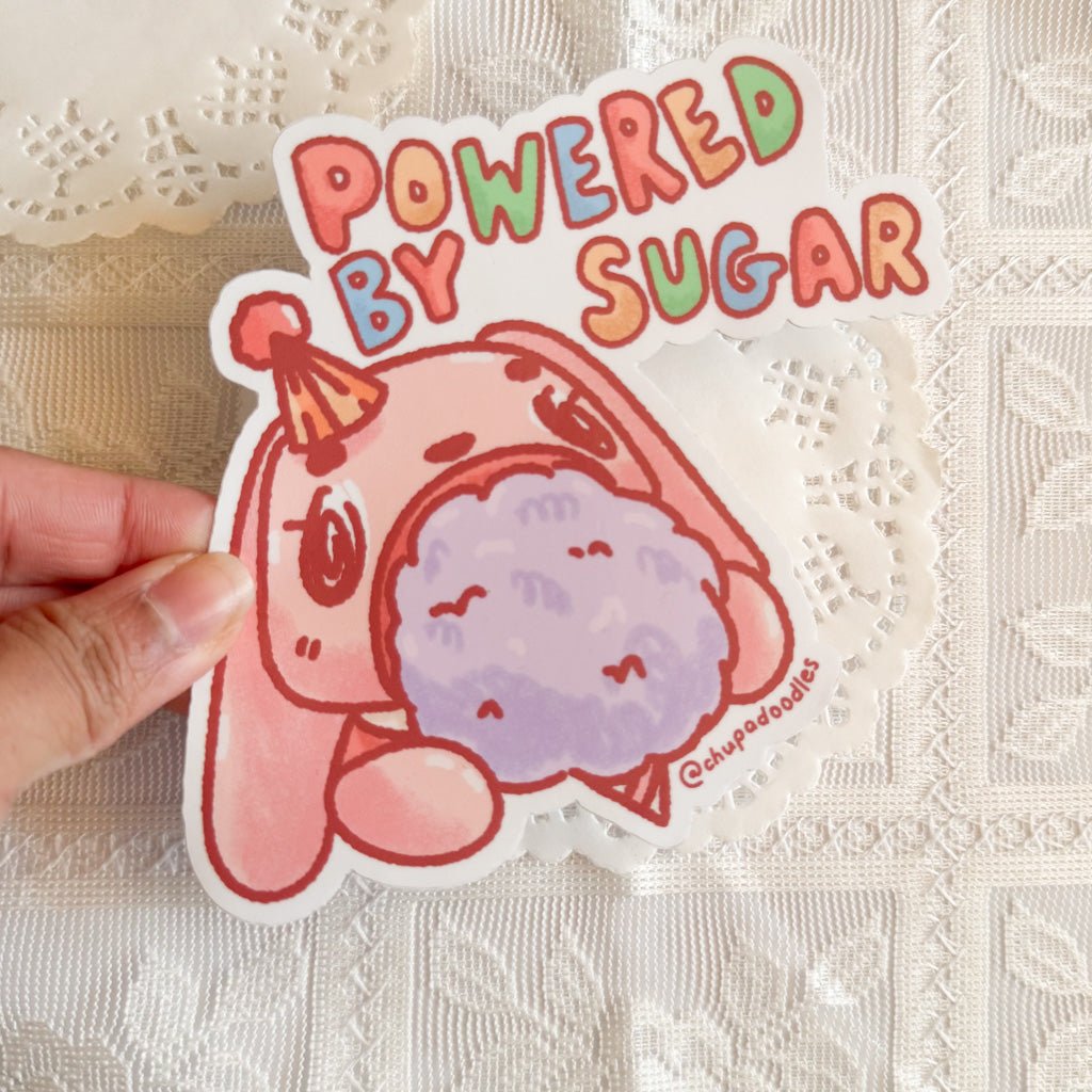 Powered By Sugar Cute Bumper Sticker | Chupadoodles