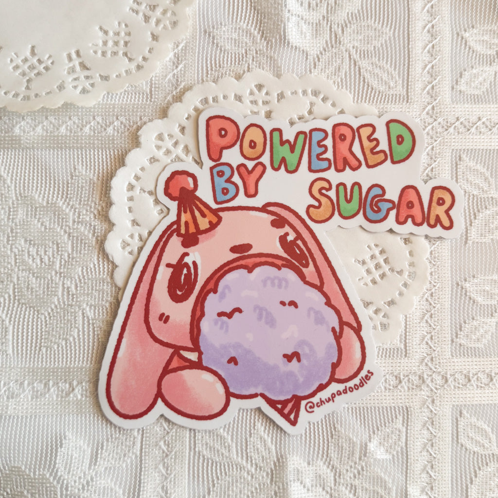Powered By Sugar Cute Bumper Sticker | Chupadoodles