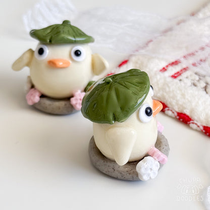 Handmade Duck With Leaf Clay Desk Friend