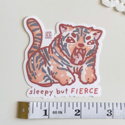 Sleepy But Fierce Tiger Cute Sticker (Matte Finish)