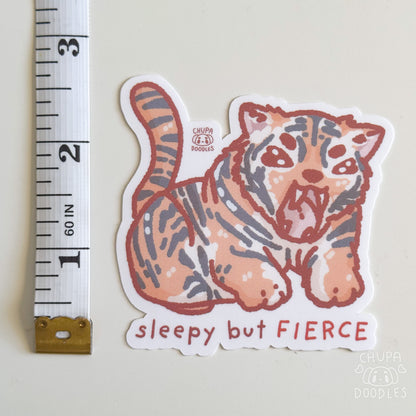 Sleepy But Fierce Tiger Cute Sticker (Matte Finish)