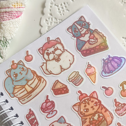 Cherry & Cats Holographic Cute Sticker Sheet