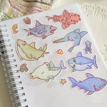 Sharks Holographic Cute Sticker Sheet