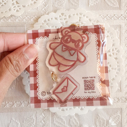 Berry & Letter Double Charm Epoxy Keychain | Cute Bag Charm