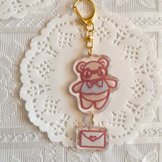 Berry & Letter Double Charm Epoxy Keychain | Cute Bag Charm