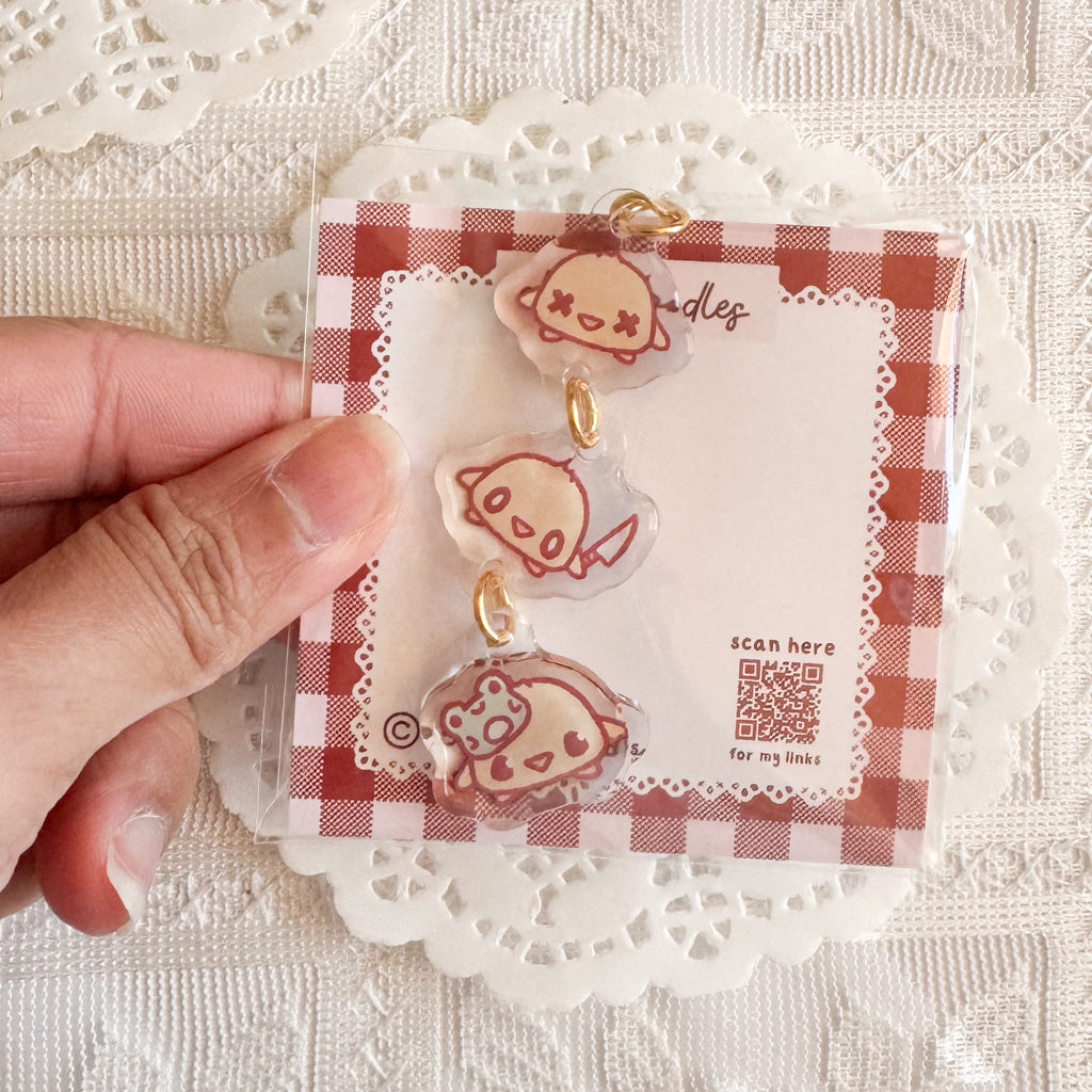 Duck Trio Triple Charm Epoxy Keychain | Cute Bag Charm