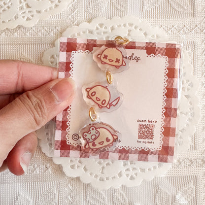 Duck Trio Triple Charm Epoxy Keychain | Cute Bag Charm