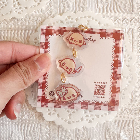 Duck Trio Triple Charm Epoxy Keychain | Cute Bag Charm