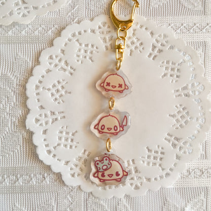 Duck Trio Triple Charm Epoxy Keychain | Cute Bag Charm
