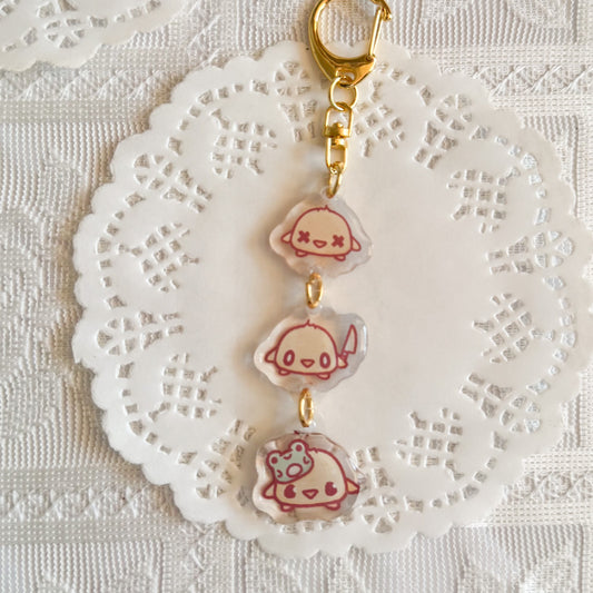 Duck Trio Triple Charm Epoxy Keychain | Cute Bag Charm