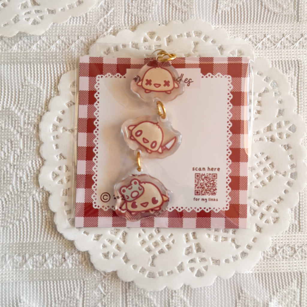 Duck Trio Triple Charm Epoxy Keychain | Cute Bag Charm