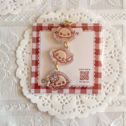 Duck Trio Triple Charm Epoxy Keychain | Cute Bag Charm