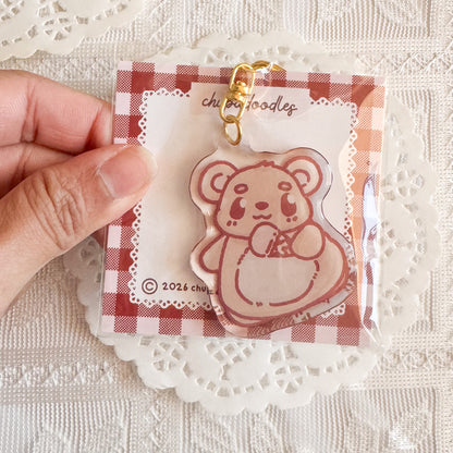 Bear With Ice Cream Epoxy Keychain | Cute Bag Charm