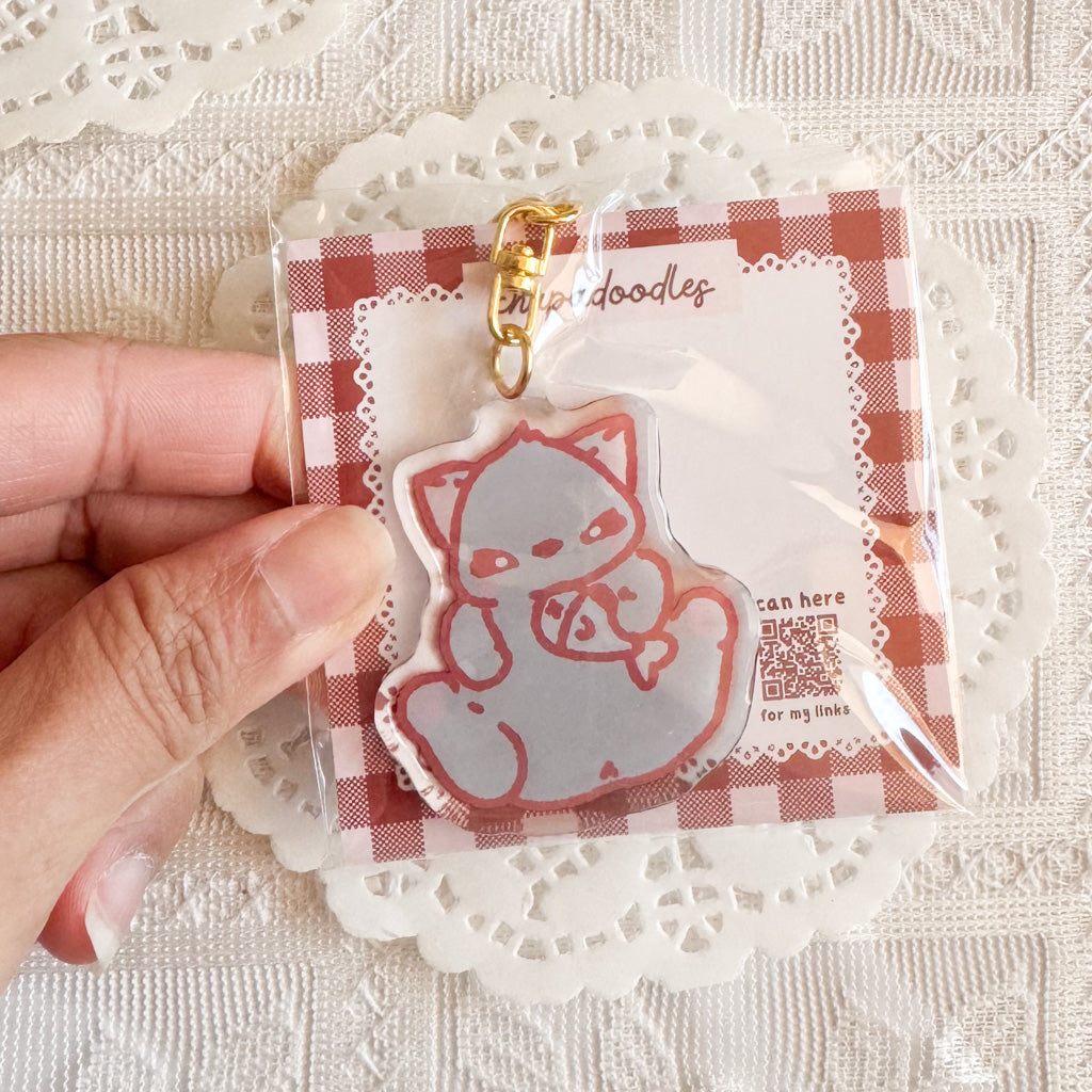 Black Cat Epoxy Keychain | Cute Bag Charm