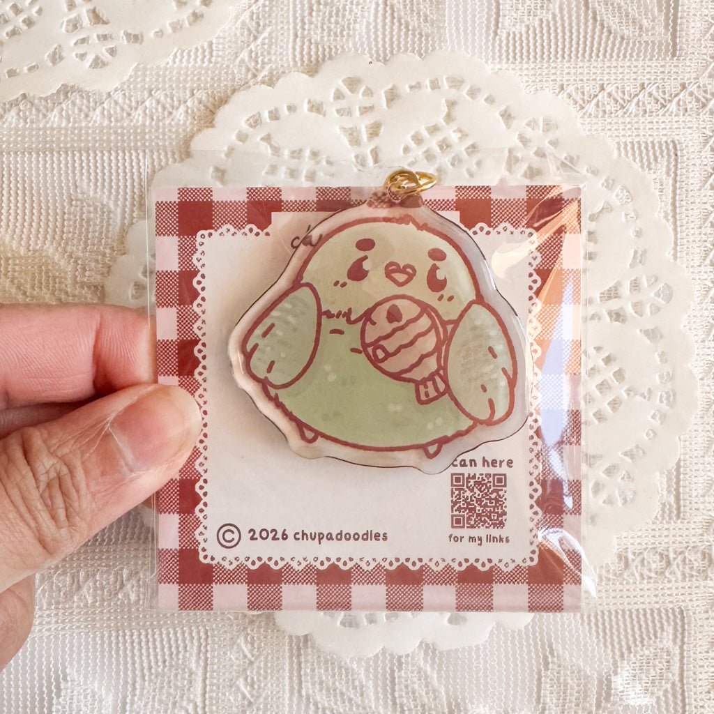 Budgie Epoxy Keychain | Cute Bag Charm
