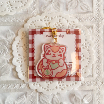 Cat With Money Epoxy Keychain | Cute Bag Charm