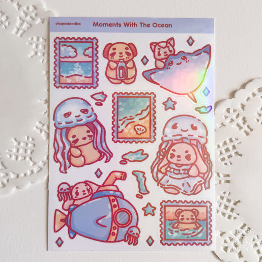 Moments In The Ocean Holographic Cute Sticker Sheet