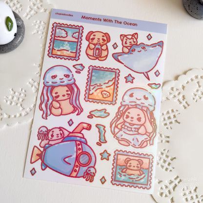 Moments In The Ocean Holographic Cute Sticker Sheet