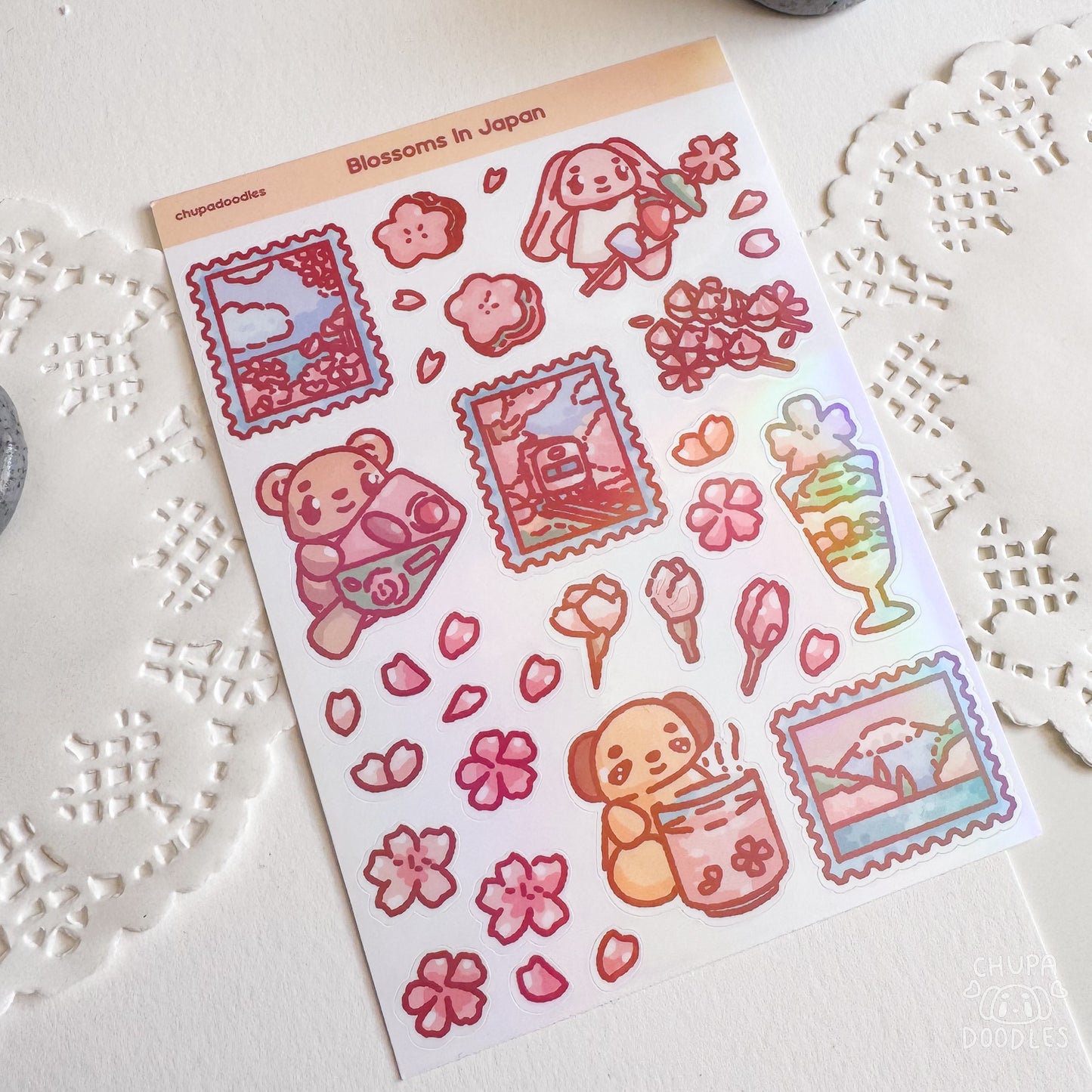 Blossoms In Japan Holographic Cute Sticker Sheet