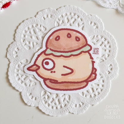 Duck Burger Die Cut Sticker (Matte Finish)