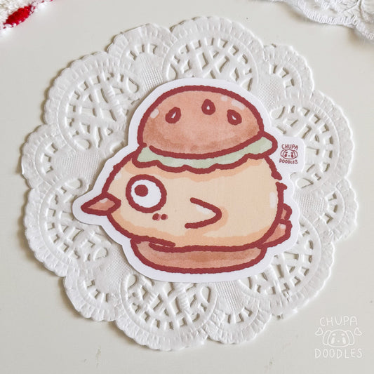 Duck Burger Cute Sticker (Matte Finish)-chupadoodles