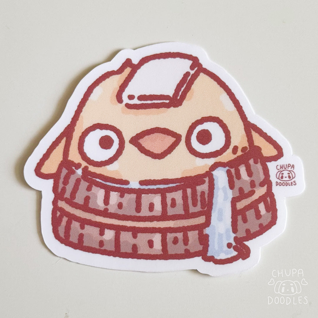 Duck In Onsen Die Cut Sticker (Matte Finish)