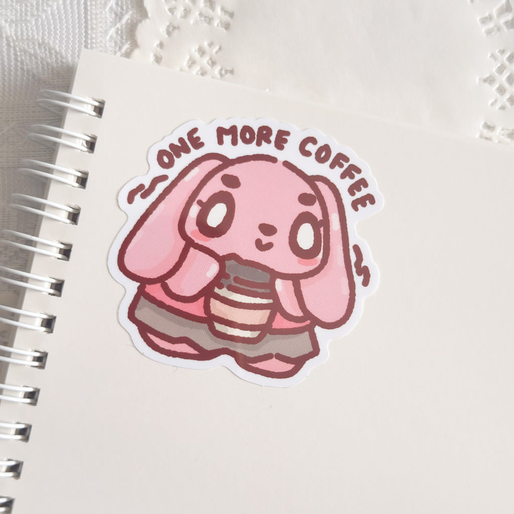 Bun Bun One More Coffee Cute Sticker (Gloss Finish)