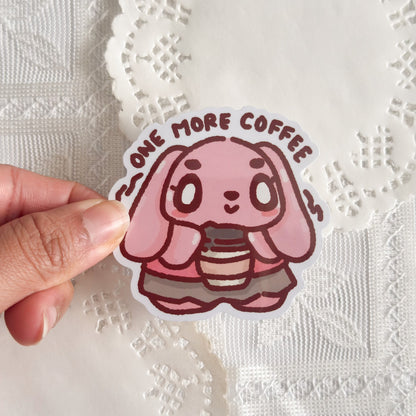 Bun Bun One More Coffee Cute Sticker (Gloss Finish)