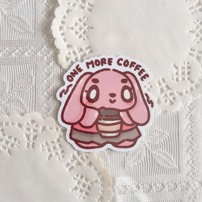Bun Bun One More Coffee Cute Sticker (Gloss Finish)