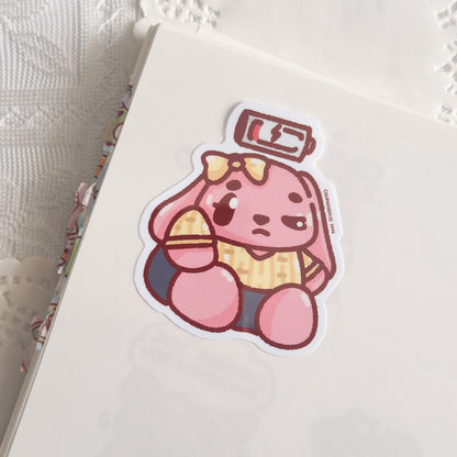 Bun Bun With Low Battery Cute Sticker (Gloss Finish)