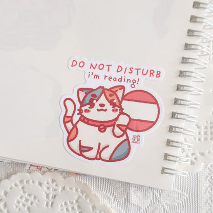 Don’t Disturb Me I’m Reading Cat Cute Sticker (Gloss Finish)