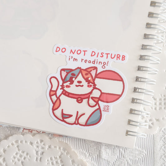 Don’t Disturb Me I’m Reading Cat Cute Sticker (Gloss Finish)