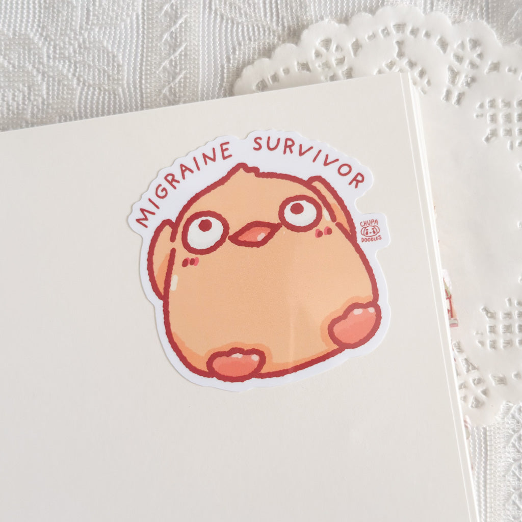 Duck Migraine Survivor Cute Sticker (Gloss Finish)