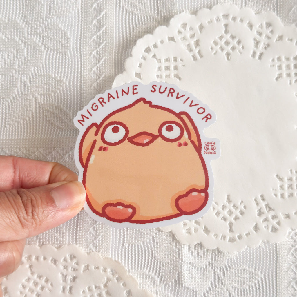 Duck Migraine Survivor Cute Sticker (Gloss Finish)