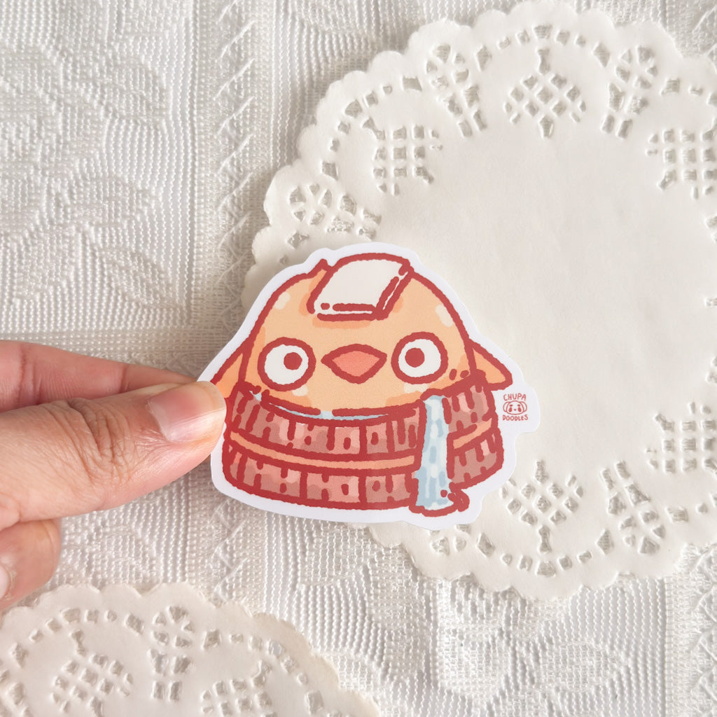 Duck In Onsen Cute Sticker (Gloss Finish)