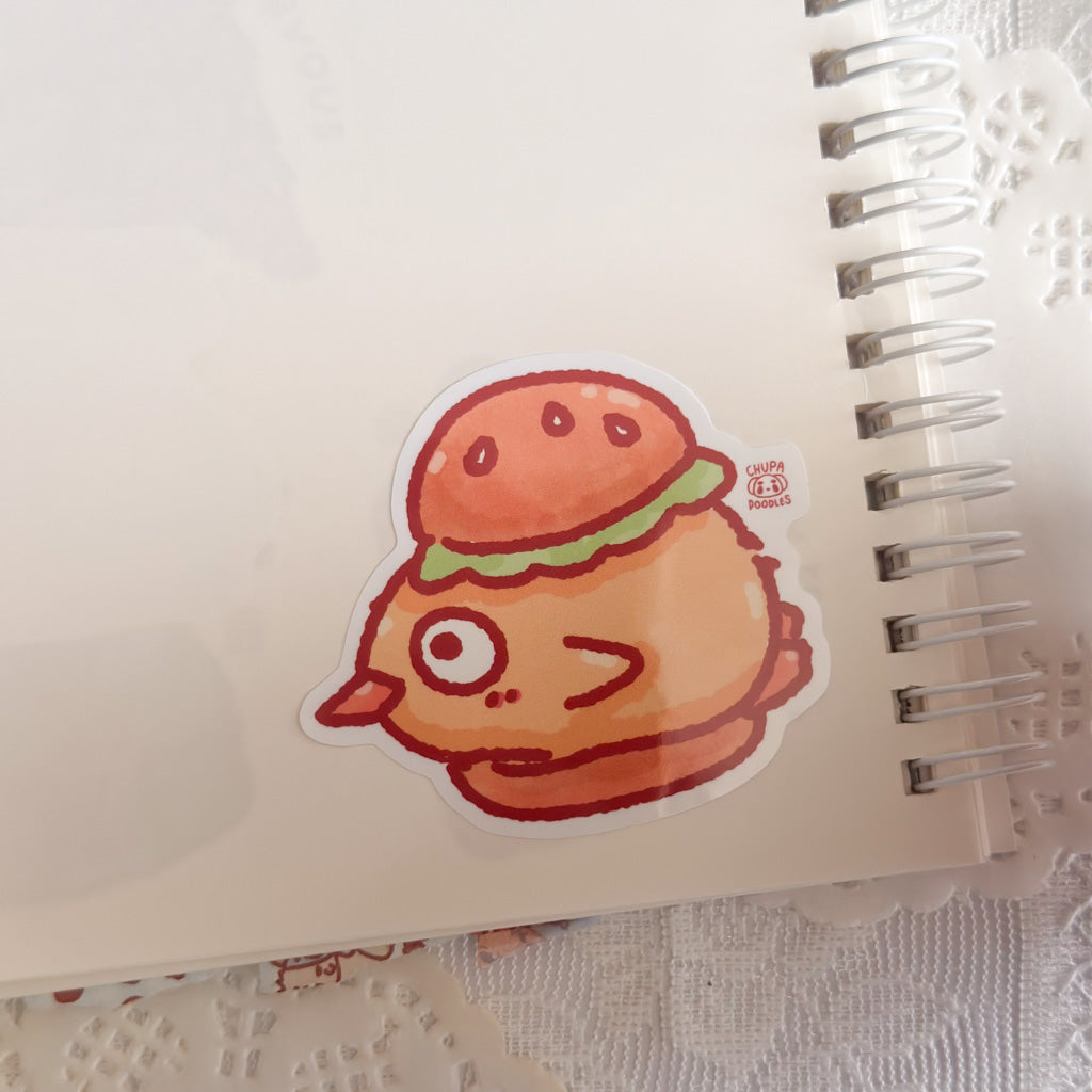 Duck Burger Cute Sticker (Gloss Finish)