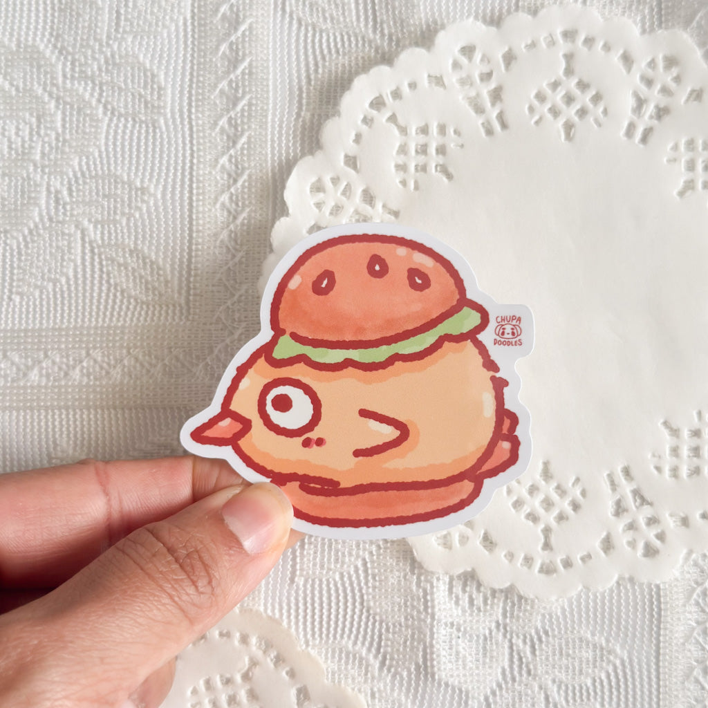Duck Burger Cute Sticker (Gloss Finish)