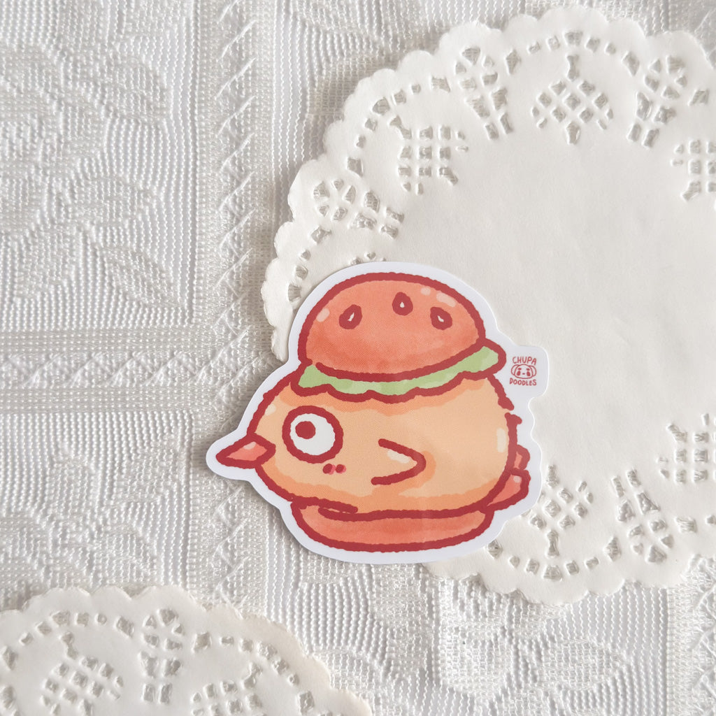 Duck Burger Cute Sticker (Gloss Finish)