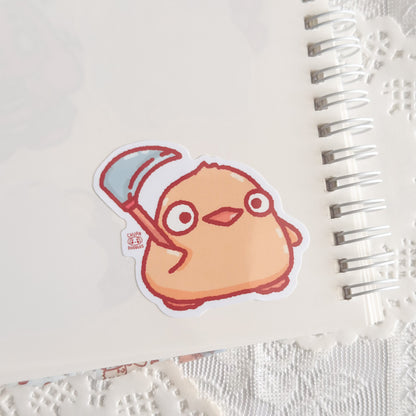 Duck With Scythe Cute Sticker (Gloss Finish)