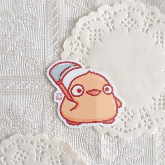 Duck With Scythe Cute Sticker (Gloss Finish)