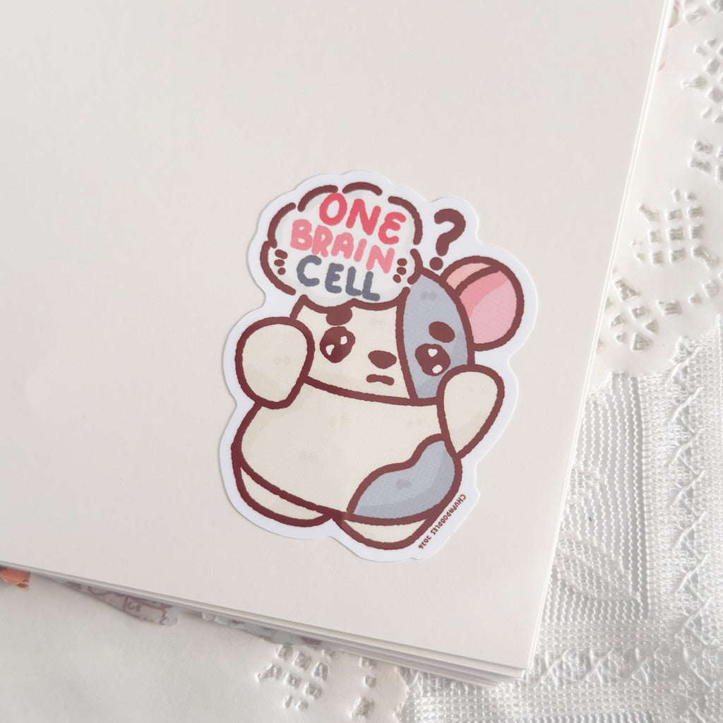 One Brain Cell Hamnyah Cute Sticker (Gloss Finish)