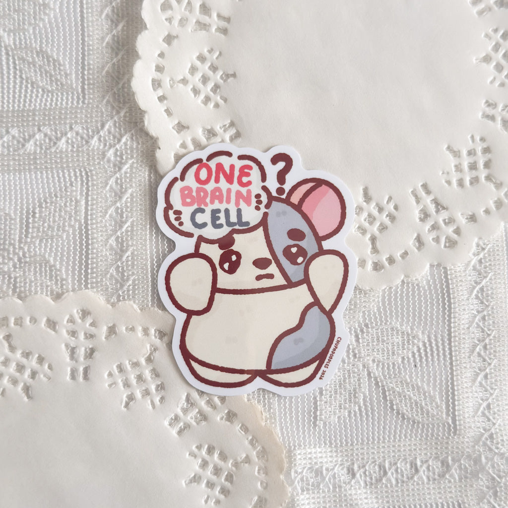 One Brain Cell Hamnyah Cute Sticker (Gloss Finish)